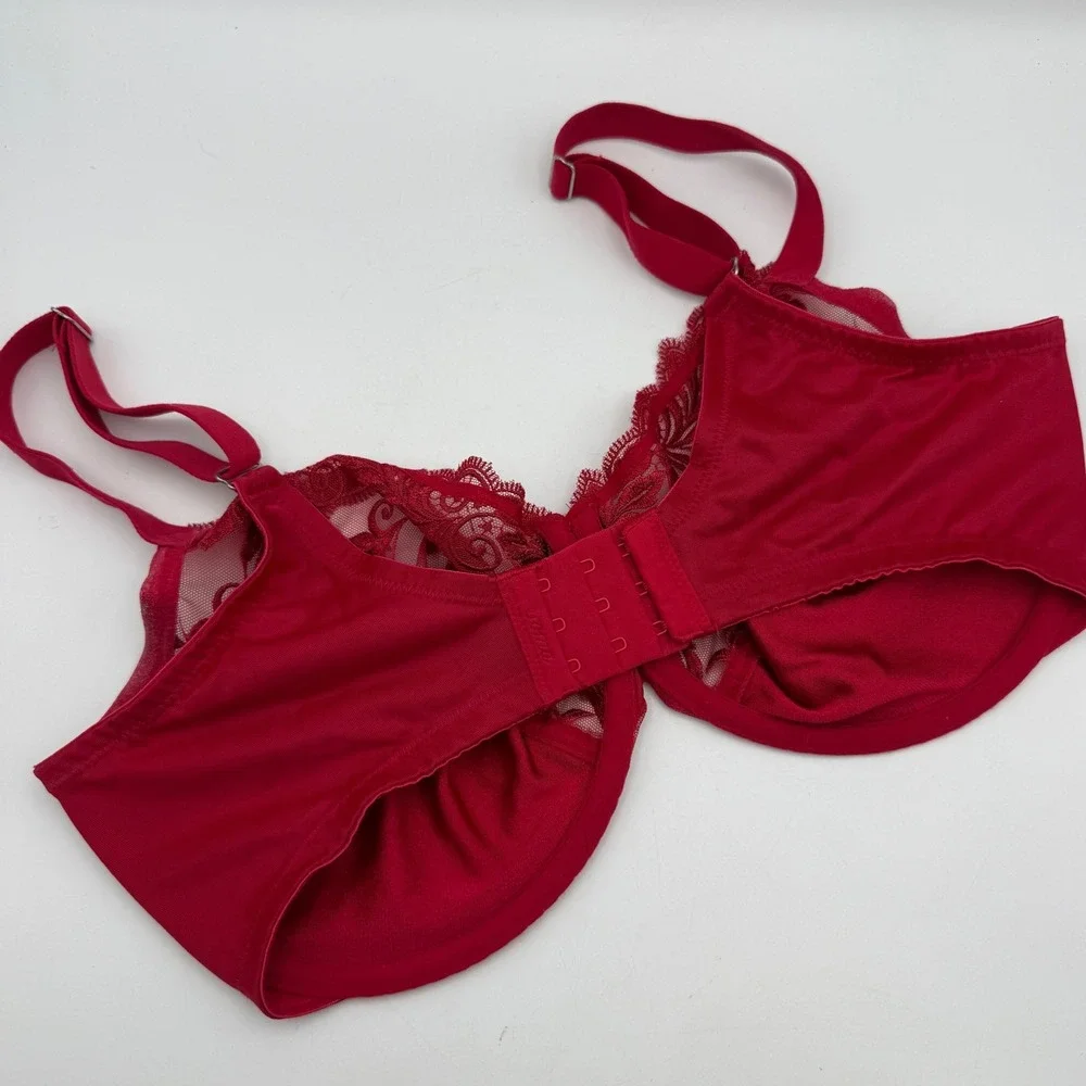Soma Intimates Red Full Coverage Lace Trim Balconette Bra 36DD